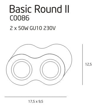 Faretto soffitto nero doppio BASIC ROUND 2xGU10 Maxlight
