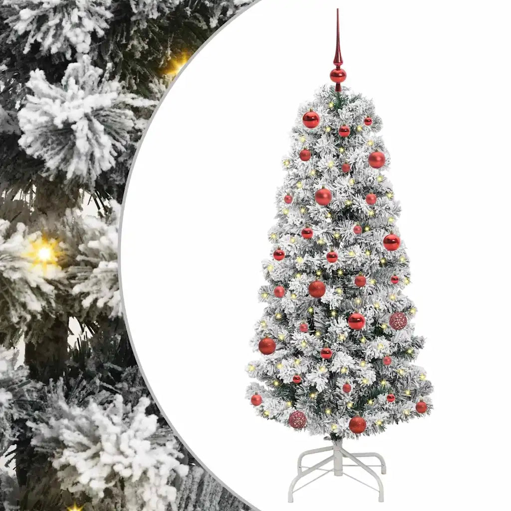 Albero di Natale Artificiale con Rami Pieghevoli Verde e Bianco 3395586