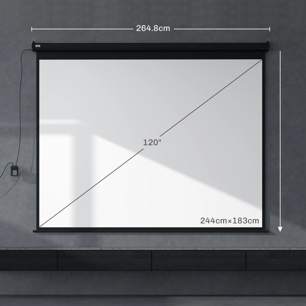 Schermo per Proiettore 120" Formato 4:3 Regolabile con Telecomando, 244x183cm, Nero
