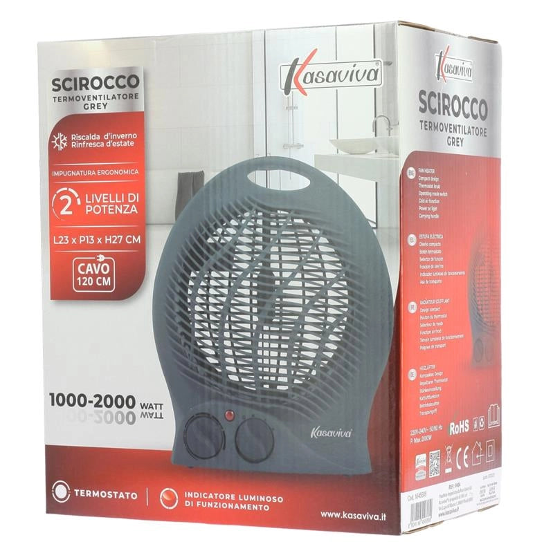TERMOVENTILATORE SCIROCCO GRIGIO 2000W 2 LIVELLI DI POTENZA