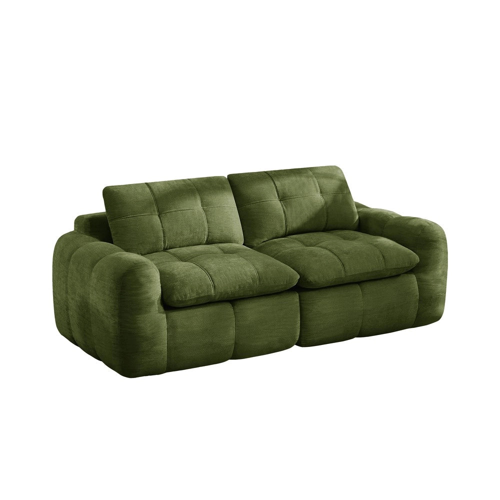 Divano 2 posti in tessuto chenille ¨C Minimal ¨C verde imbottito trapuntato