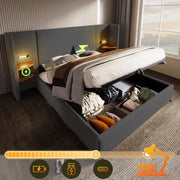 Letto matrimoniale contenitore 180x200 grigio con comodini integrati