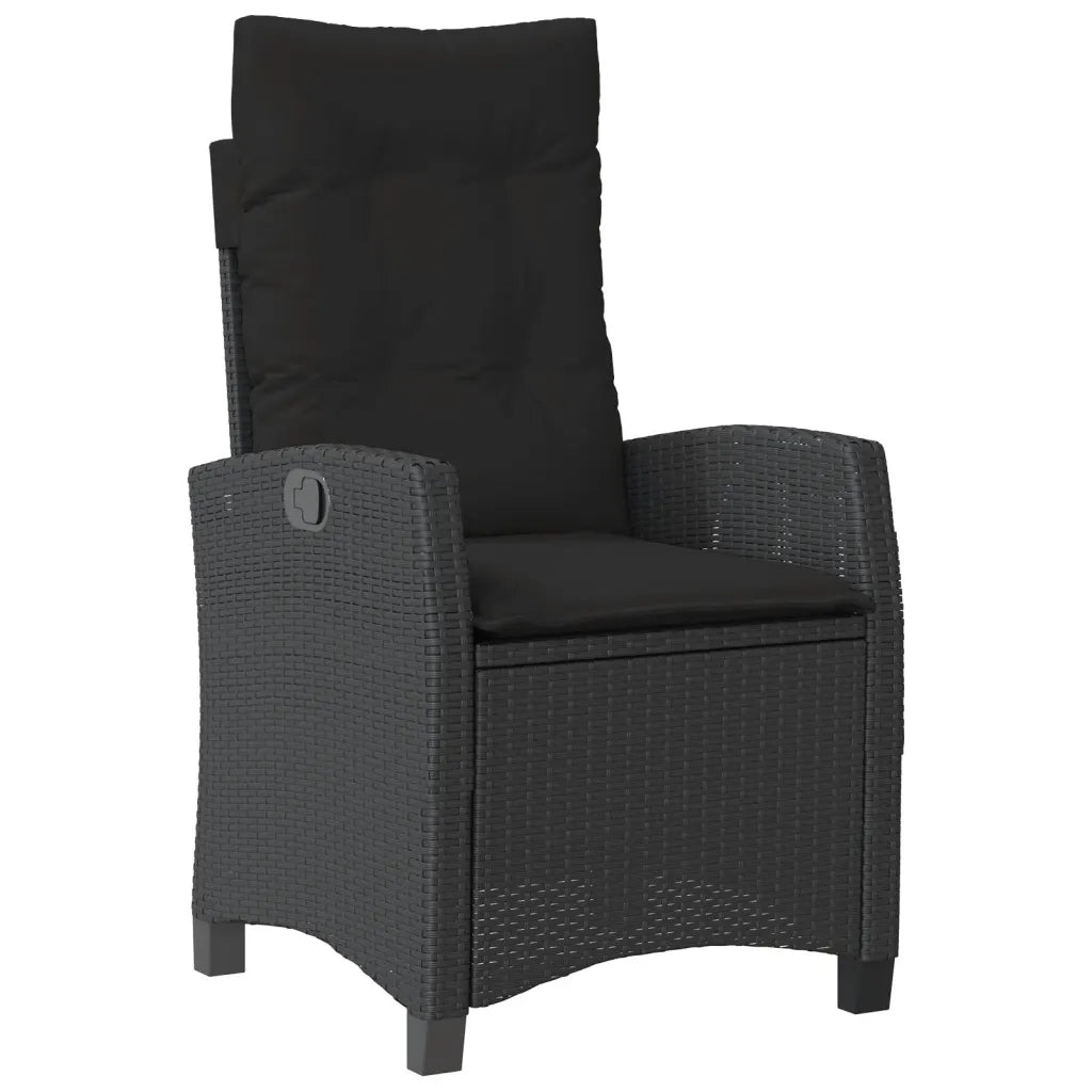Set da Pranzo da Giardino 5 pz Nero con Cuscini in Polyrattan 3212664