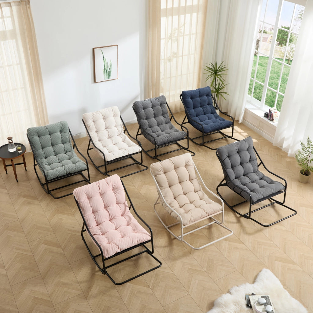 POLTRONA a dondolo 75x116x82 cm in acciaio grigio e nero