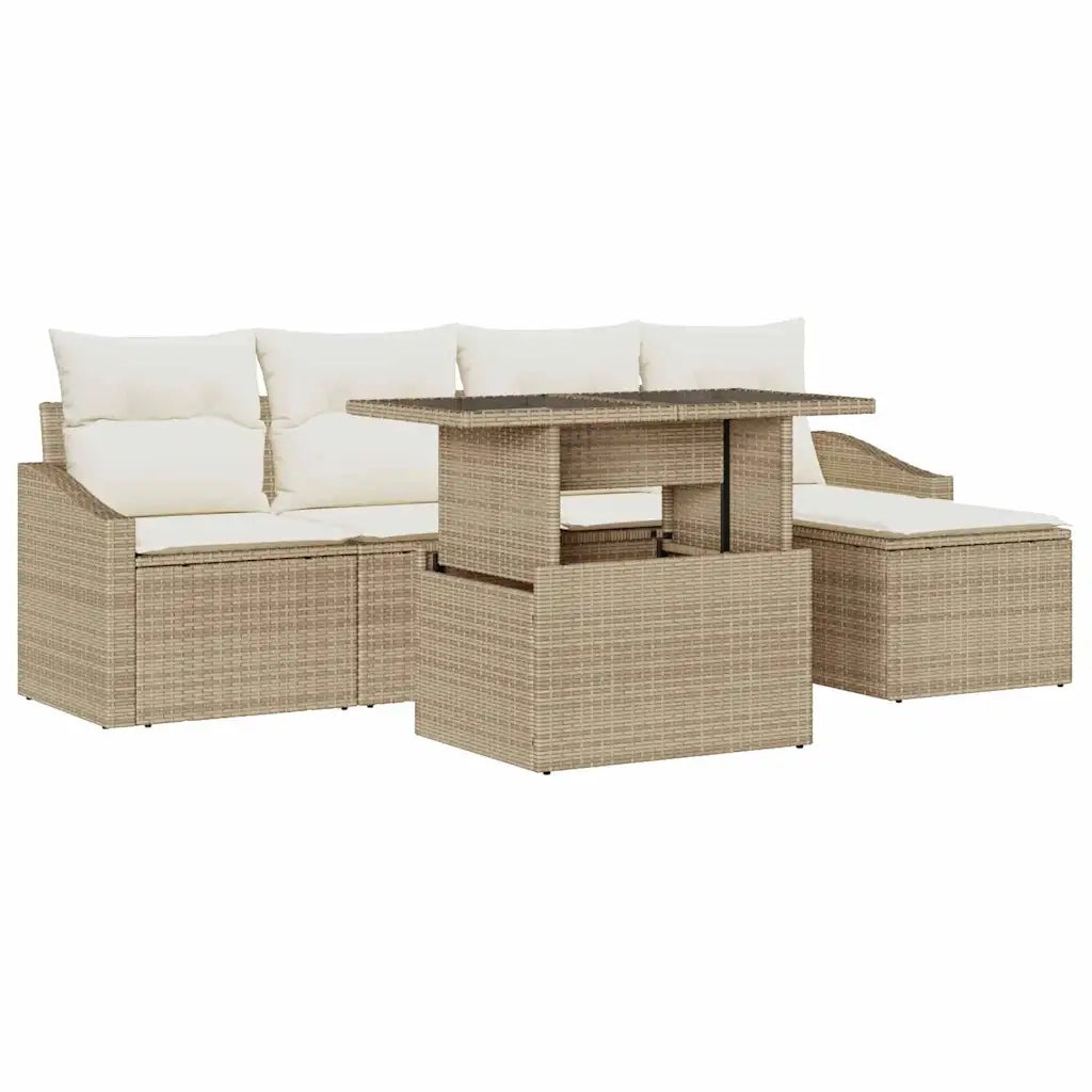 Set Divano da Giardino con cuscino 6 pcs beige e panna 3348987