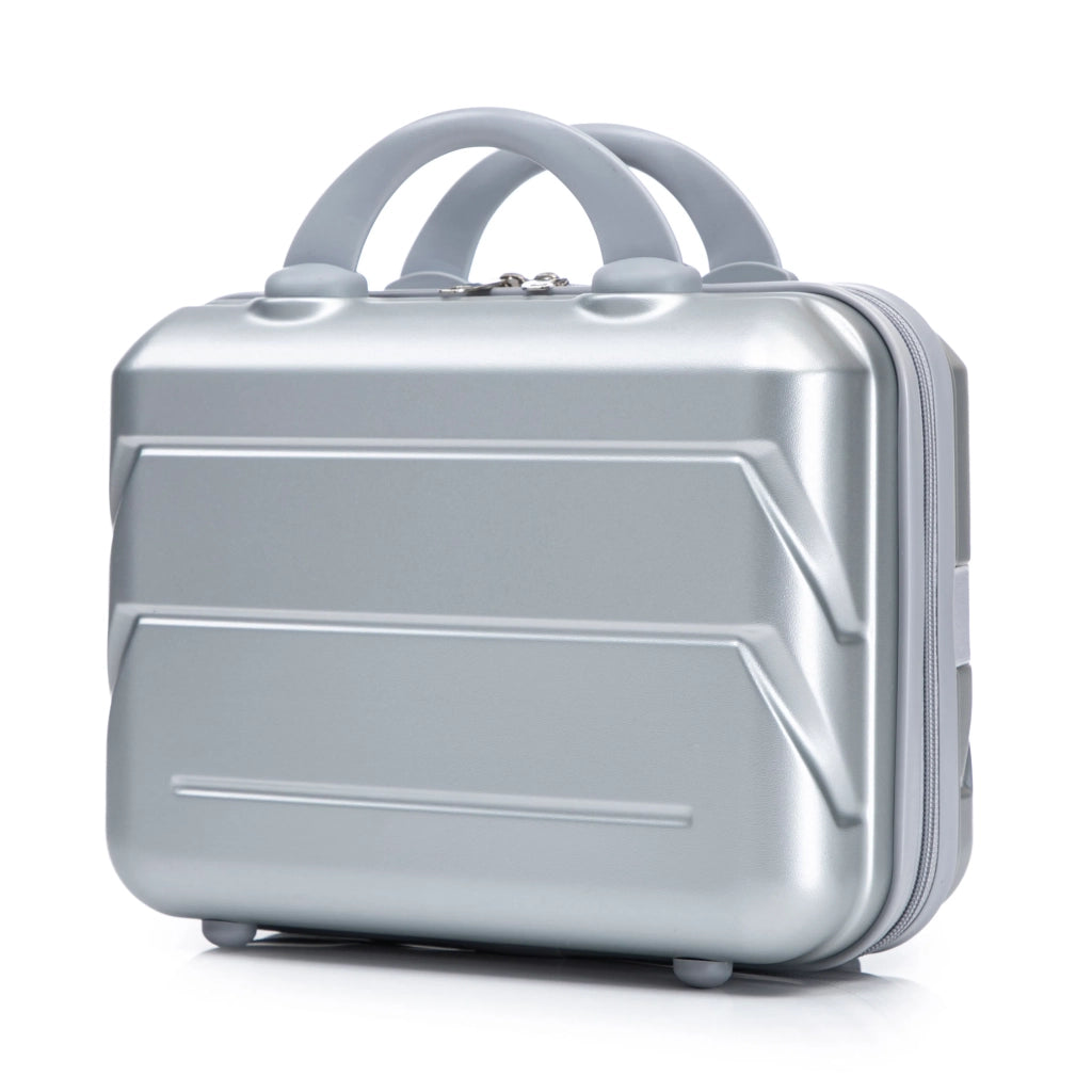Set 2 valigie ABS con rotelle e combinazione + beauty case 14", argento