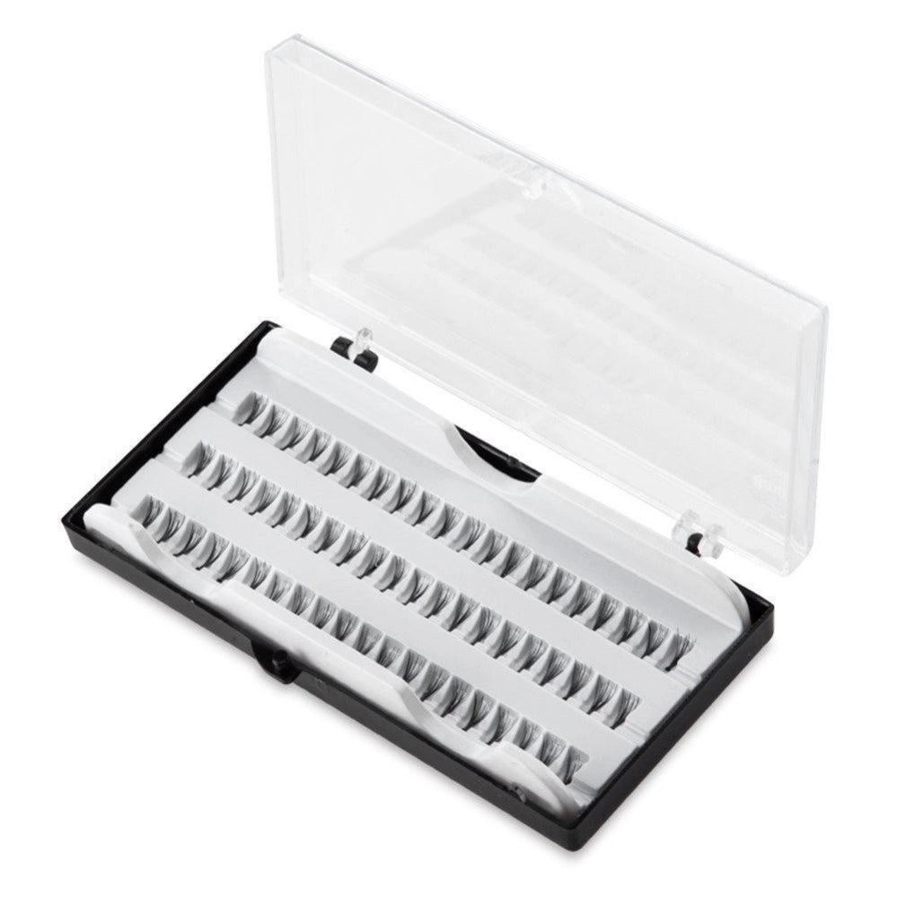 Trade Shop - Extension Ciuffo Ciglia Finte 180 Ciuff Naturali Neri Professionale Make Up 12mm -