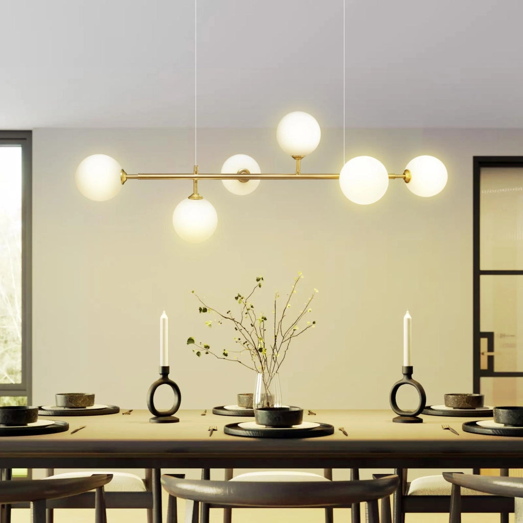 Lampadario moderno luce pendente in bronzo dorato 6 lampade G9 globo illuminazione soggiorno cucina salotto 230V