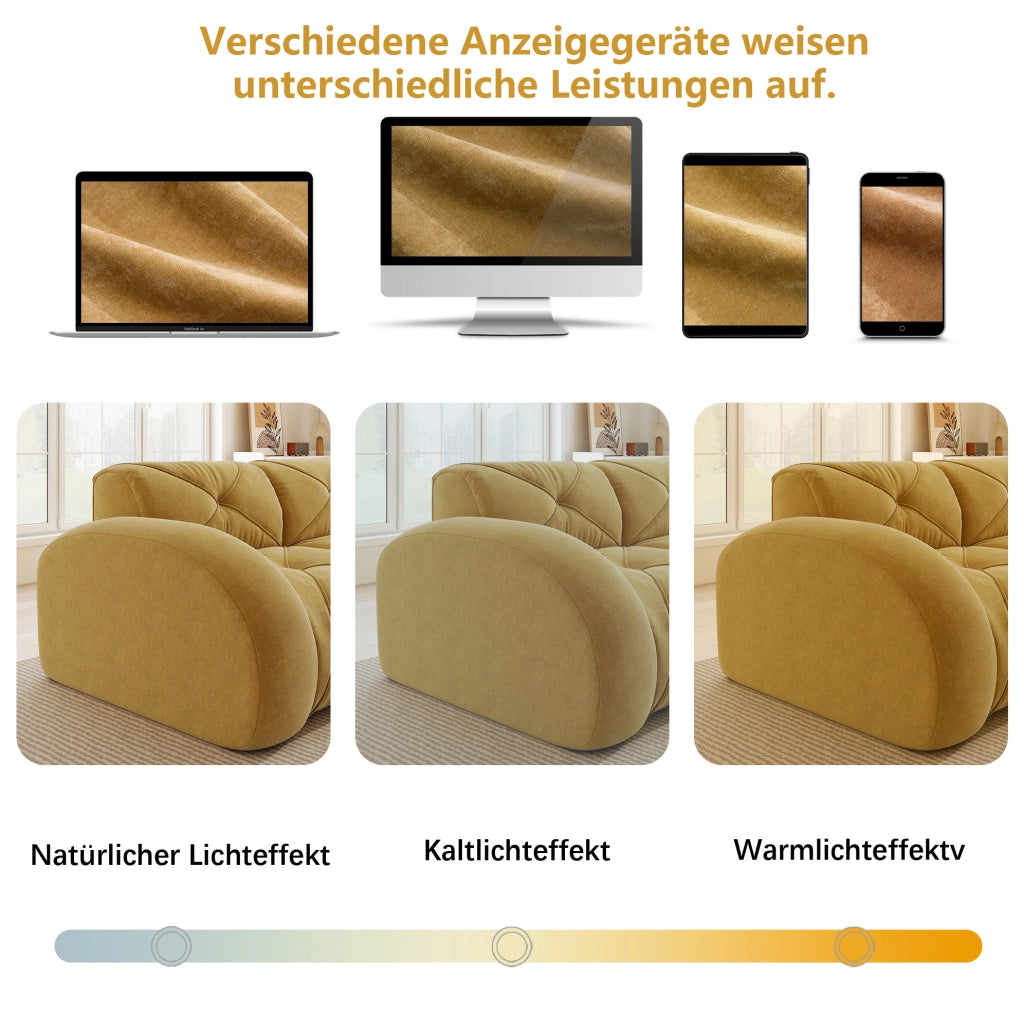 Pouf Elowin in Chenille Giallo dal design ergonomico e confortevole