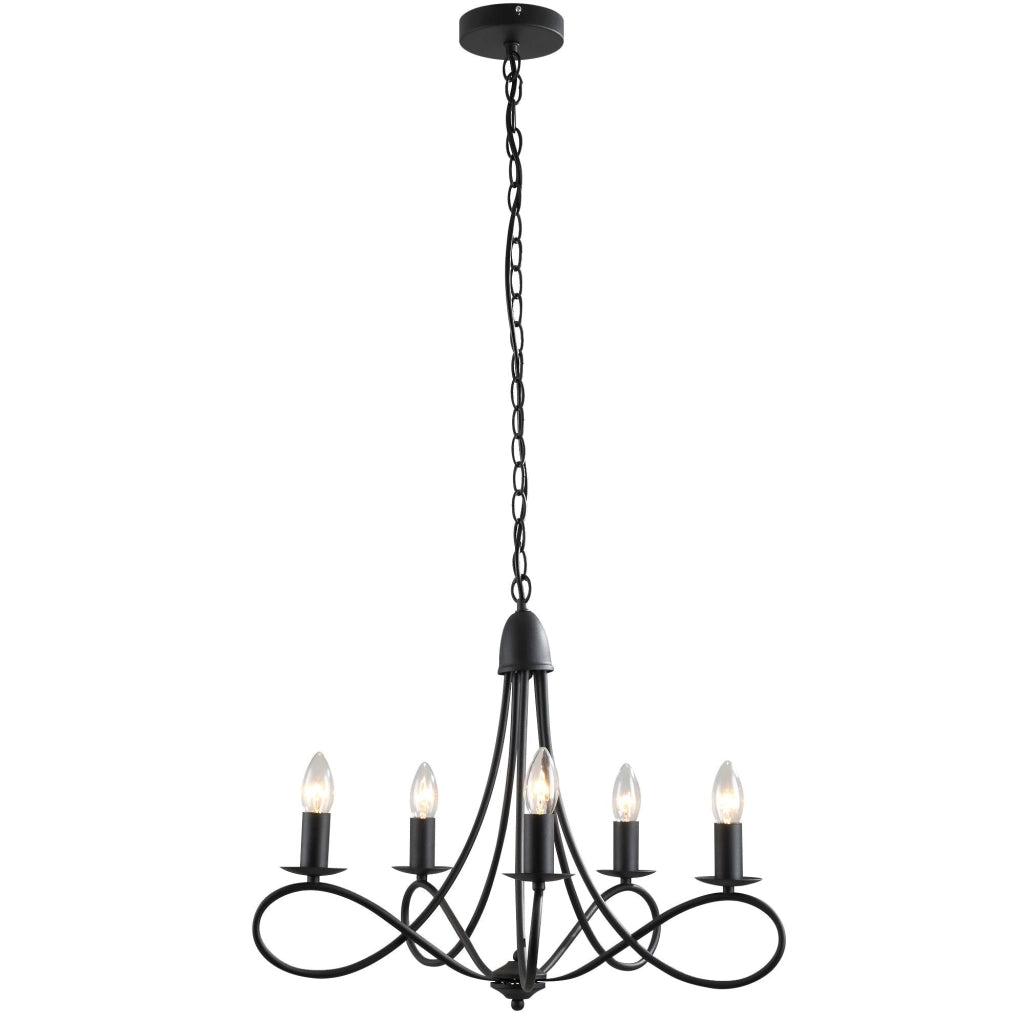 Lampada da Soffitto 200W E14 in Acciaio Intrecciato   Nero