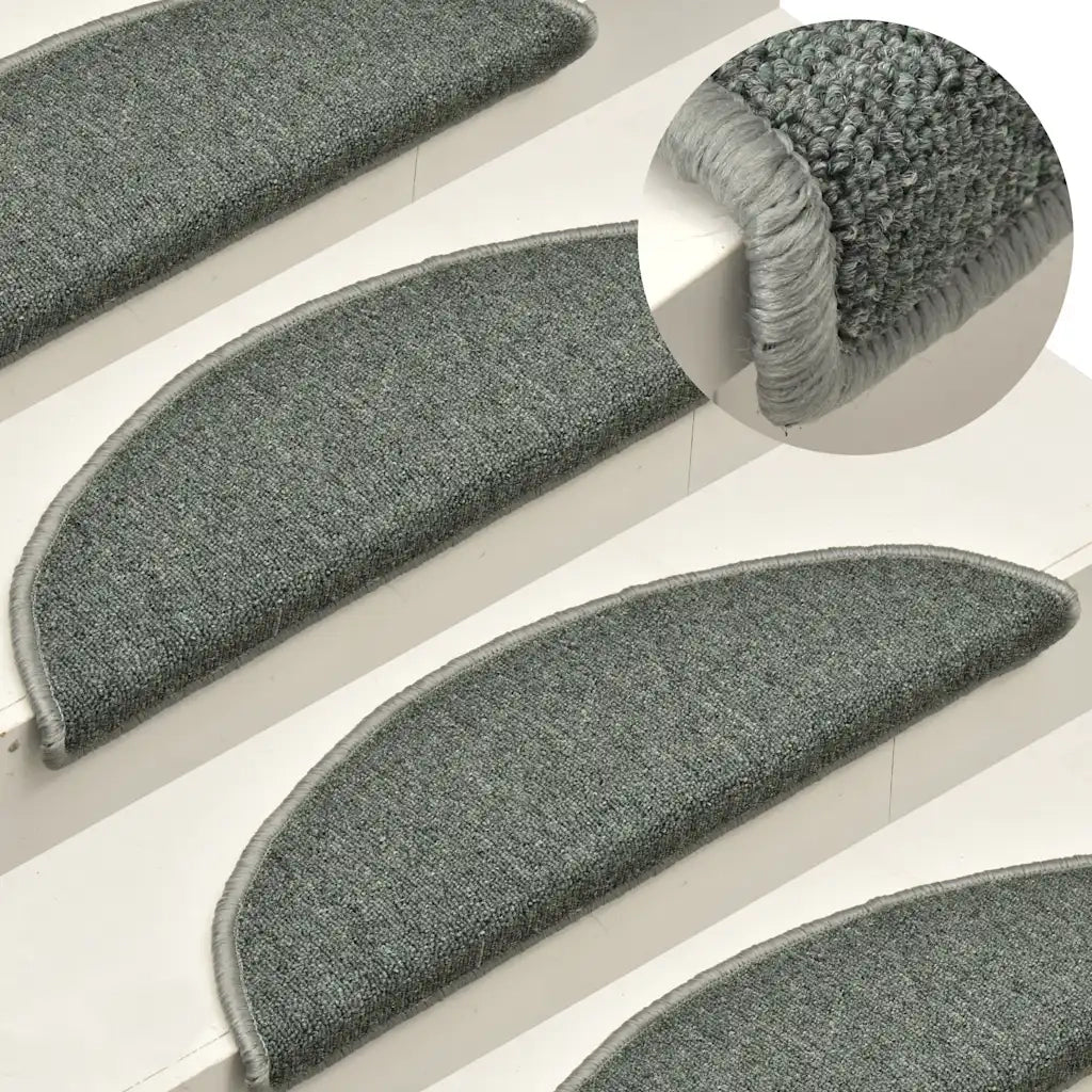 Tappetini per scale 30 pz 56x17x3 cm Verde scuro semicircolari 3365741