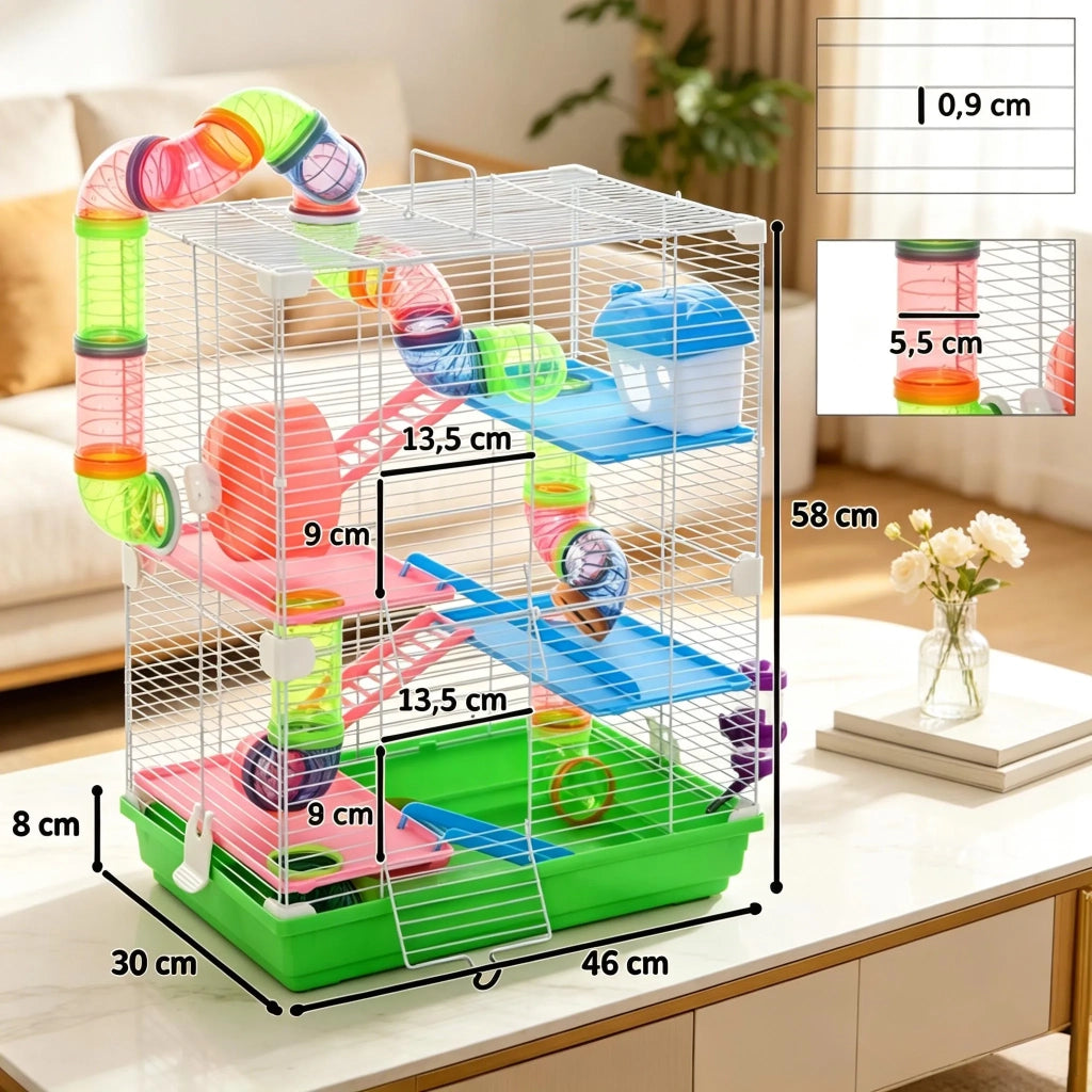 Gabbia per criceti e gerbilli, habitat verticale a 5 livelli per piccoli animali