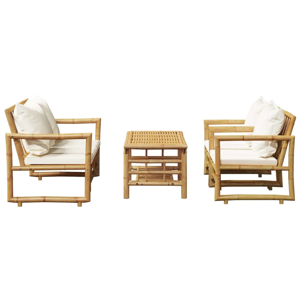 Set Divani da Giardino 4 pz con Cuscini in Bambù 43159