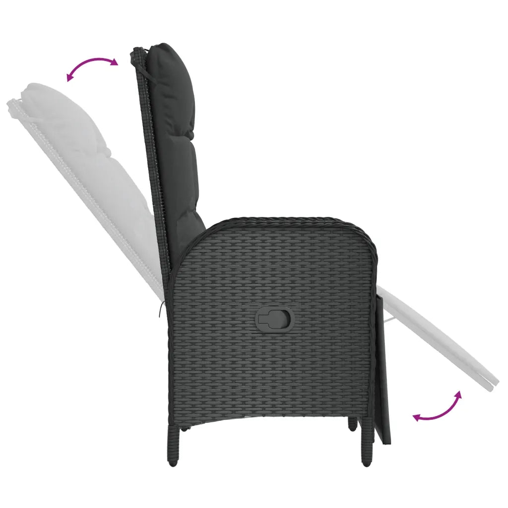 Set da Pranzo da Giardino 5 pz Nero con Cuscini in Polyrattan 3185076