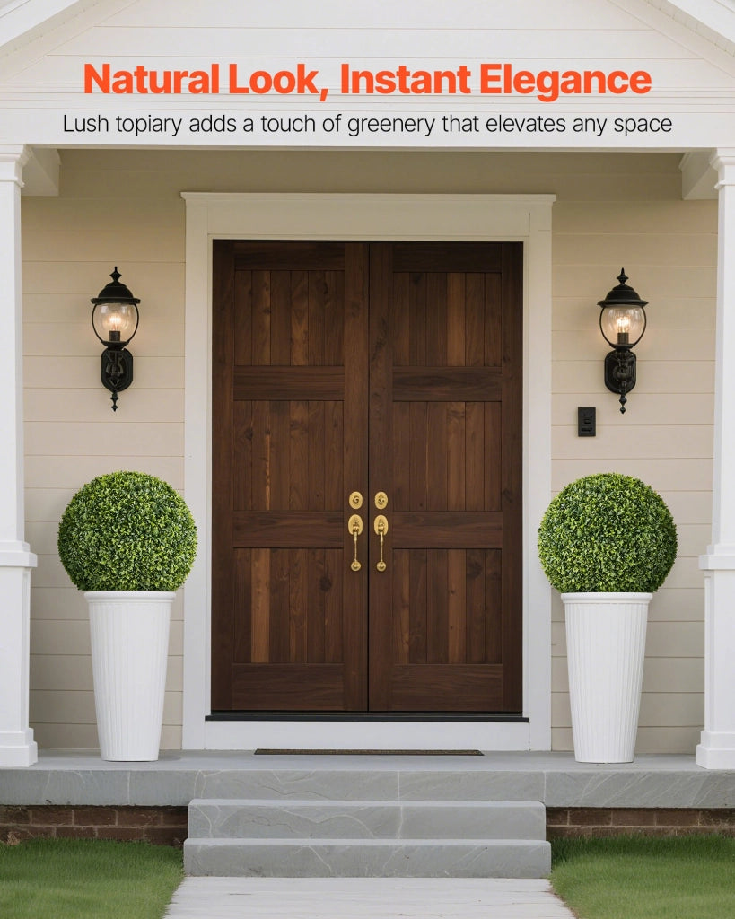 Palla di Bosso Artificiale per Giardino Esterno in PE 584x584x584 mm SM-MG-58-3K Siepe Decorativa Resistente per Balcone e Patio