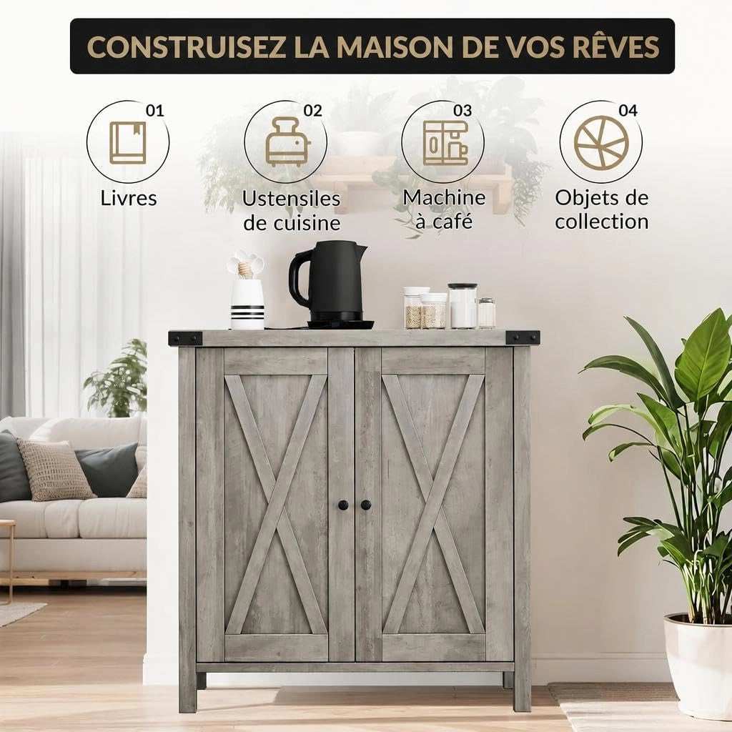 Credenza da sala da pranzo in stile rustico; con ripiano regolabile; 76x40x80 cm