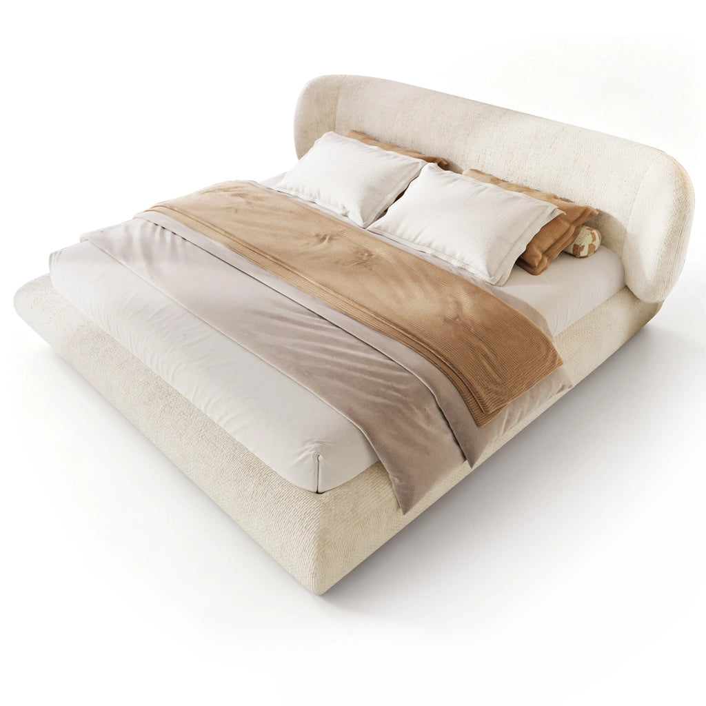 letto imbottito chenille beige 140 x 200 cm
