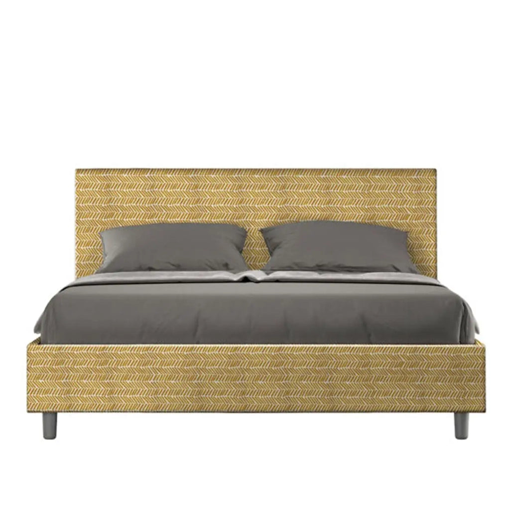 Letto matrimoniale contenitore imbottito 160x210 tessuto Aragona 3 giallo Adele