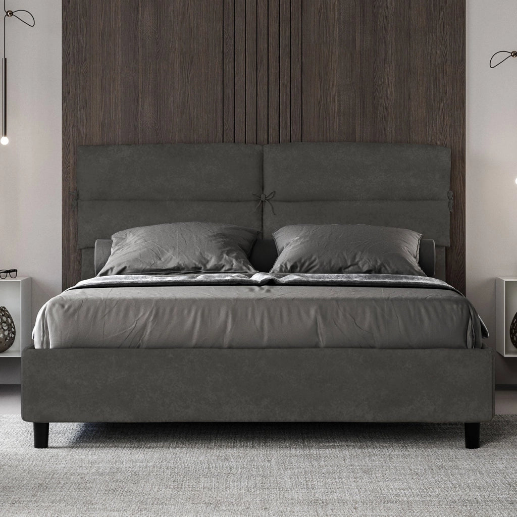 Letto Matrimoniale 160x190 cm con Rete e Contenitore Nandy Grigio