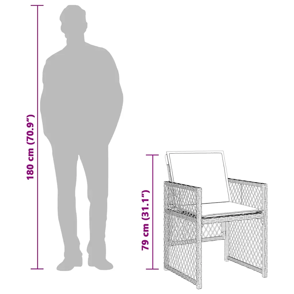 Set Pranzo Giardino 11pz con Cuscini Grigio Chiaro Polyrattan 3210755