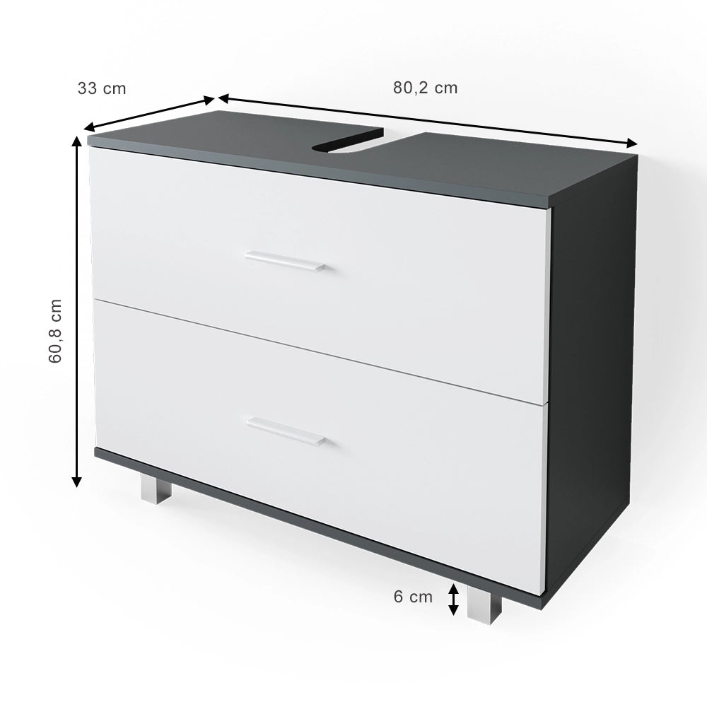 Vicco Mobile sottolavabo per bagno Antracite/bianco 80 x 60.8 cm