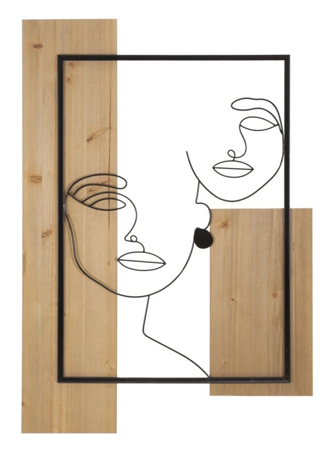 Pannello da Muro Faces Ferro e Wood 63x2x90 cm in Ferro e MDF Nero e Marrone