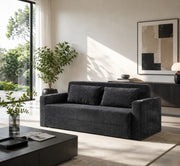 Divano letto pieghevole 2 posti 2 in 1 in ciniglia nero e grigio con USB