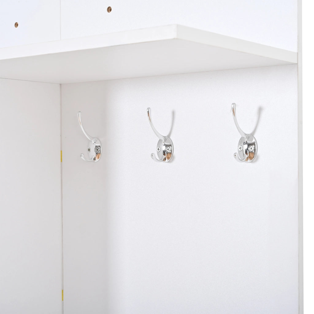 Mobile ingresso con scarpiera e specchio guardaroba bianco 90x30x180 cm in MDF