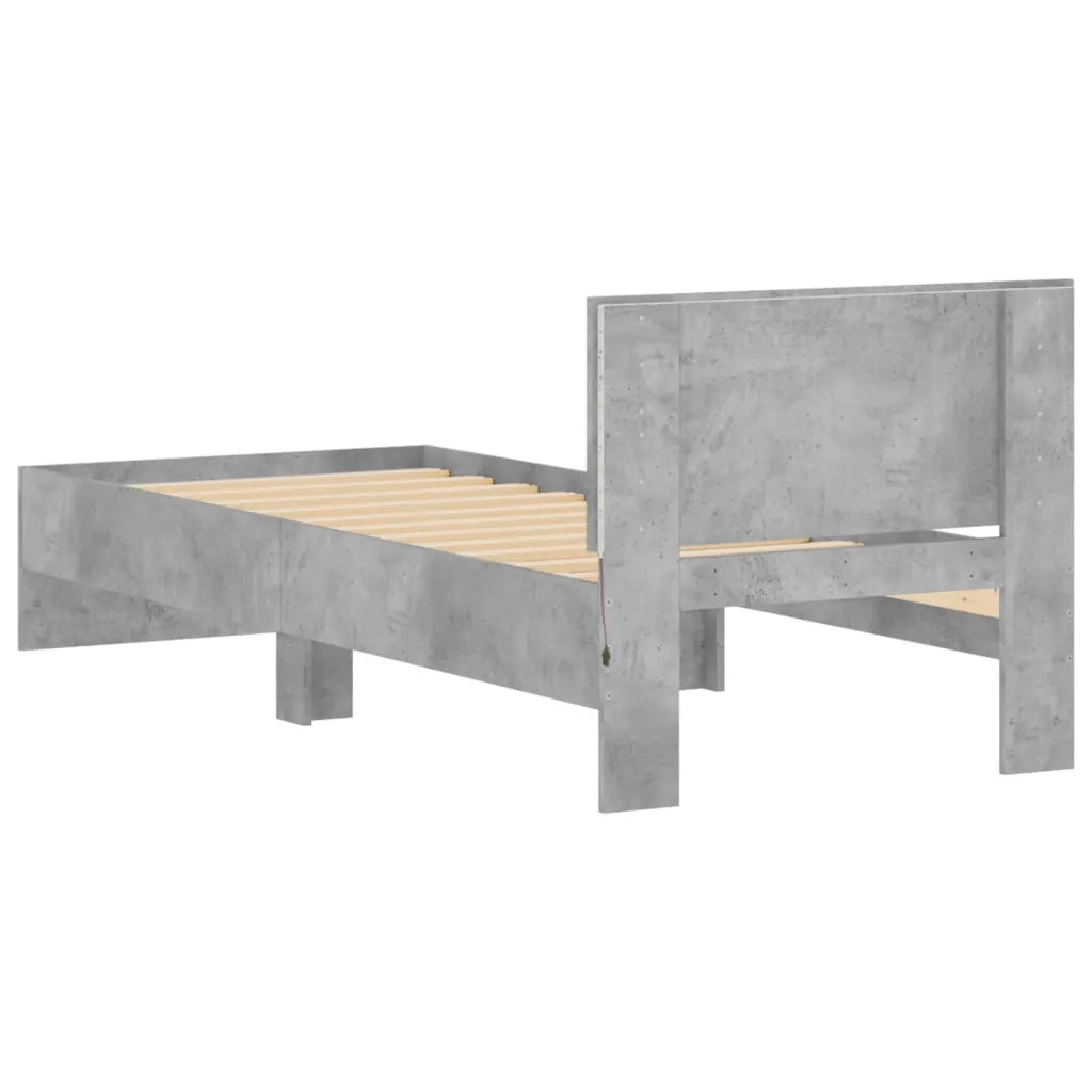 Giroletto con Testiera e LED Grigio Cemento 75x190 cm 838844