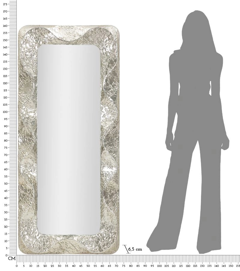 Specchio Argelux Rettangolare 70x6,5x160,5 cm in Ferro e Specchio e MDF Argento