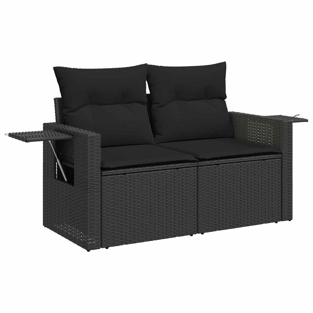 Set Divano da Giardino con cuscino 11 pcs Nero Poly Rattan 3361724