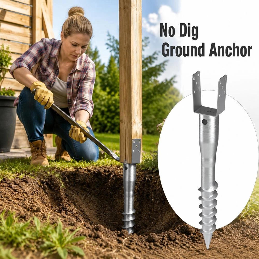 U-shaped Post Anchors, 4-pack, 100 X 70 X 700 Mm, DIY Screw-in Post Anchors Including 6 Tie Rods And A Reinforcing Bar. Ideal For Mailbox Posts And Fence Posts.
