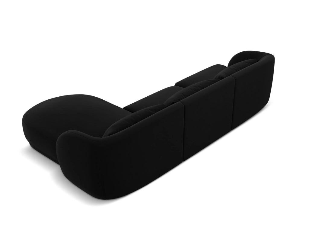 Cosmopolitan Design - Divano angolare destro "Tulum" 4 posti in velluto nero 