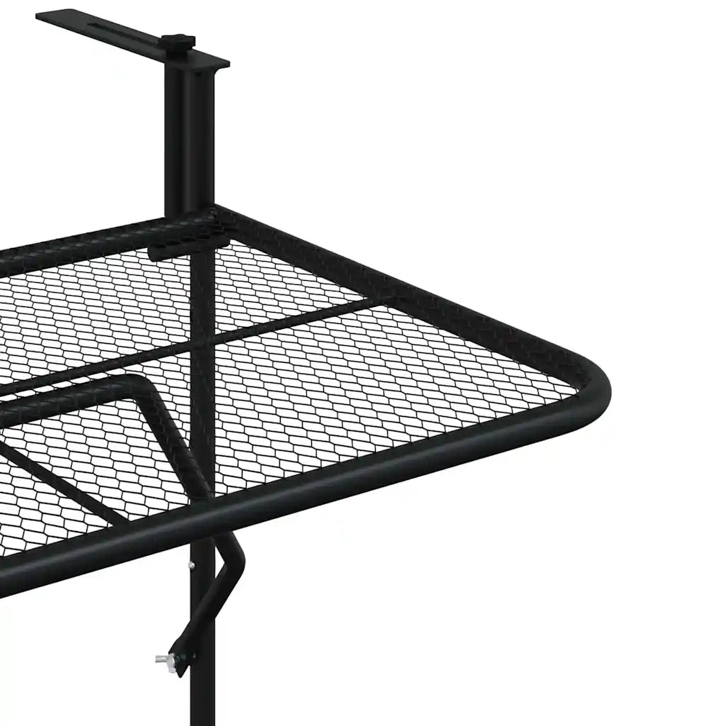 Tavolo da Balcone Nero 60x40 cm in Acciaio 325924