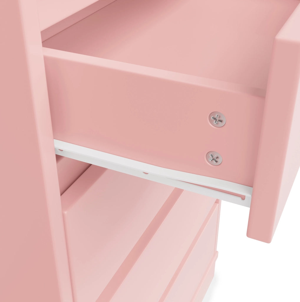 Armadio con cassetti e barra appendiabiti 140x40x135 cm rosa e bianco