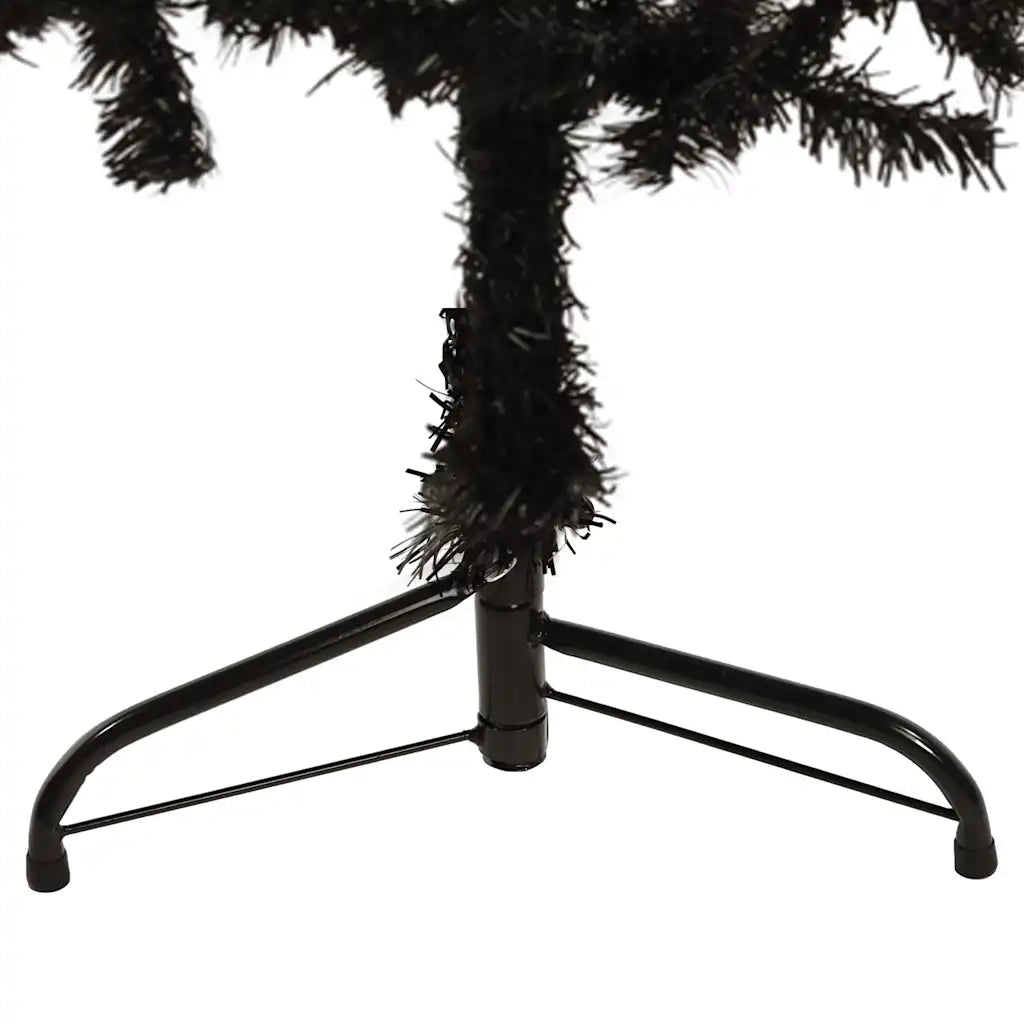 Albero Natale Artificiale Sottile a Met¨¤ e Supporto-Albero Natalizio Nero 150 cm