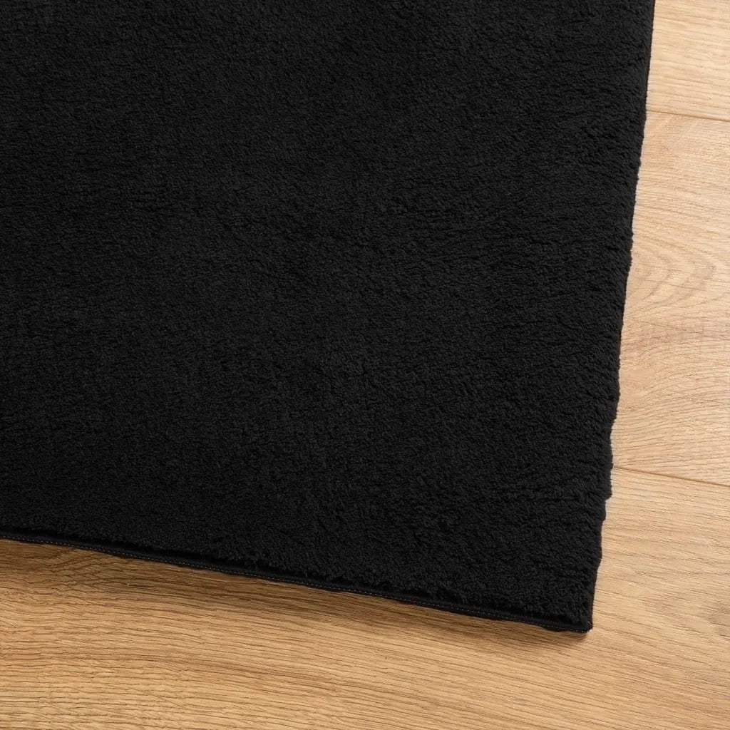 Tappeto a Pelo Corto HUARTE Morbido e Lavabile Nero 80x200 cm 375110