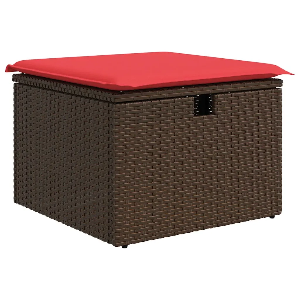 Set di divani con cuscino 6 pcs Marrone e Rosso polyrattan 3359223