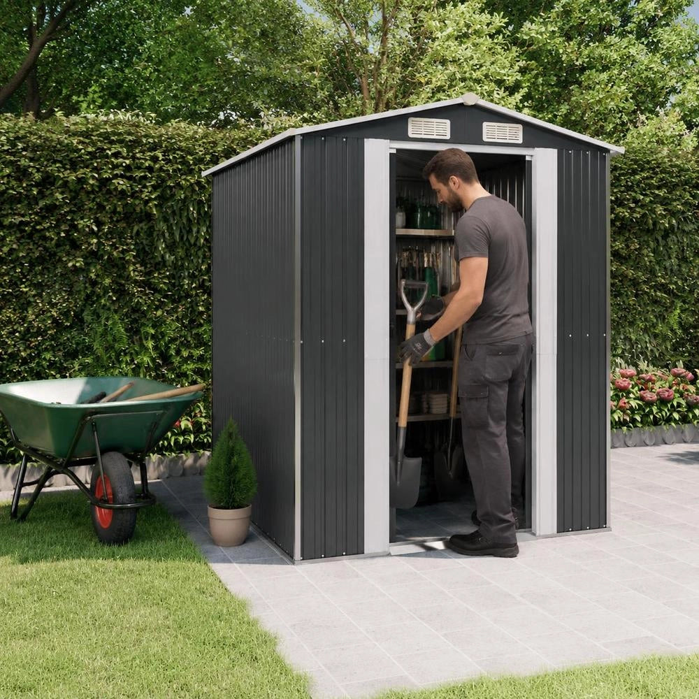 Garden Shed, Anthracite, 192x191x223 Cm, Galvanized Steel