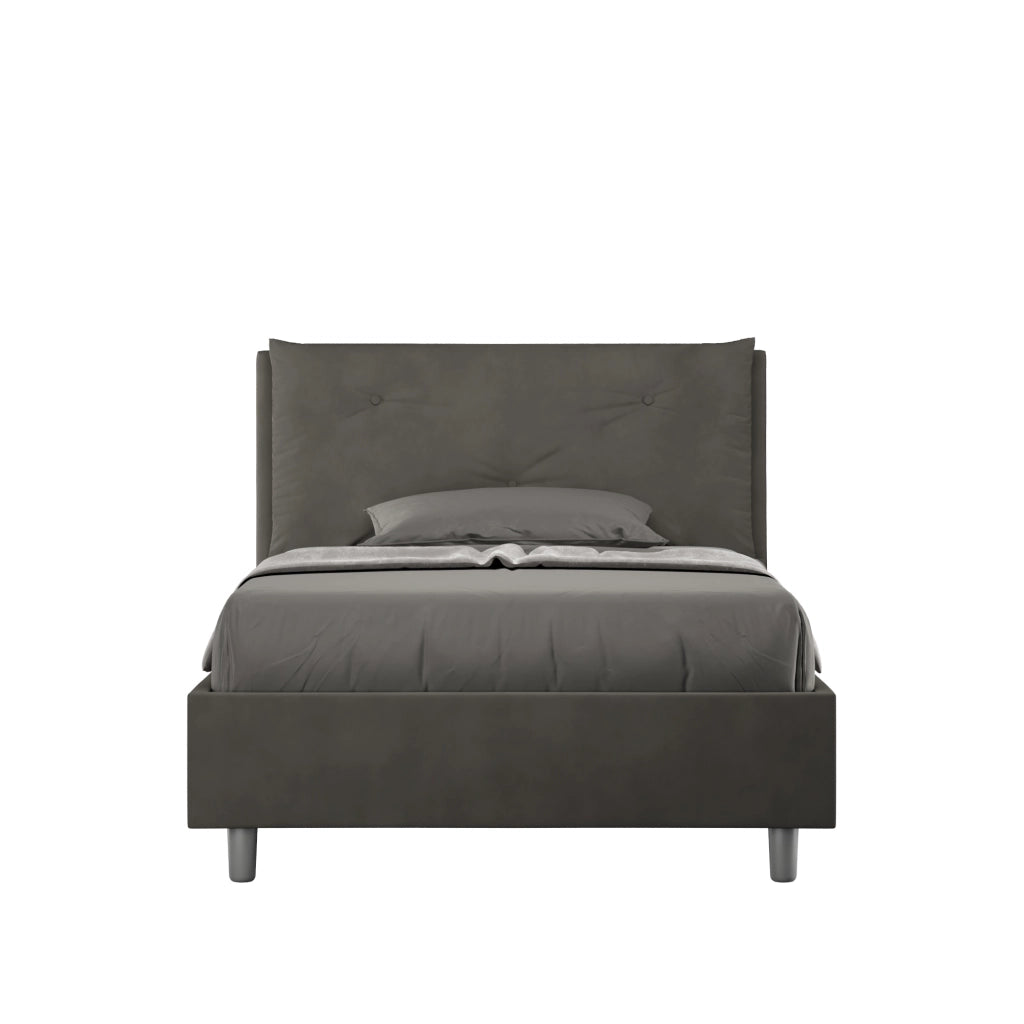 Letto 1 Piazza E Mezzo 110x200 cm con Rete Imbottito in Microfibra Appia Large Grigio