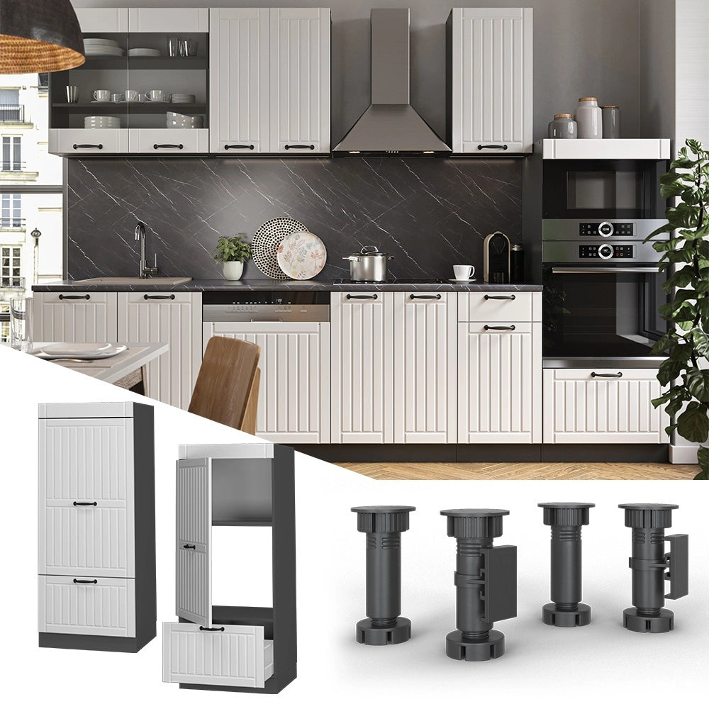 Mobile cucina microonde Fame-Line Bianco rustico/Antracite 60 cm Vicco