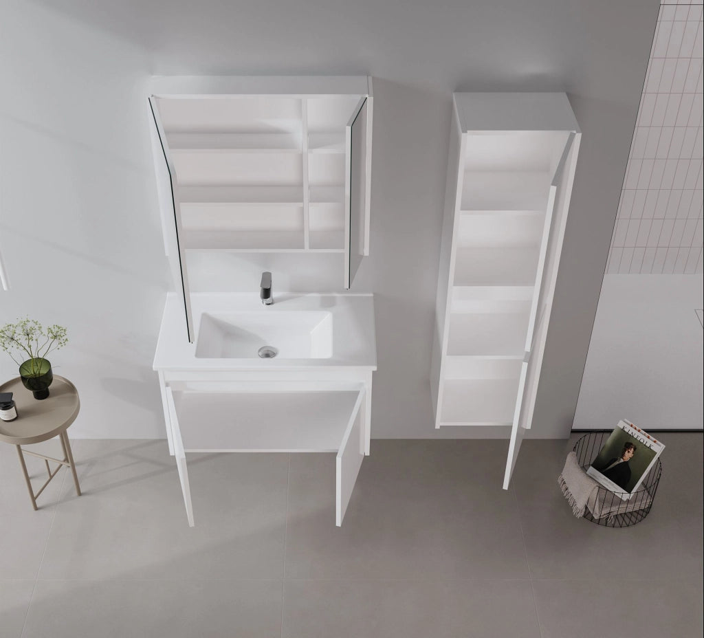 Set mobile lavabo con specchio (2 pezzi) "Arno 85" - 85 x 45 x 52 cm - Bianco