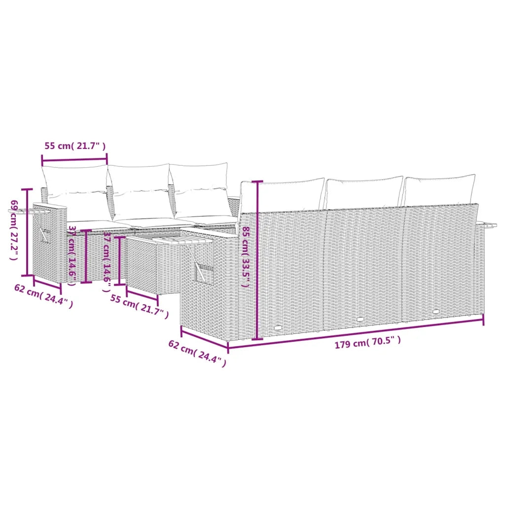 Set Divani da Giardino con Cuscini 7pz Nero Polyrattan 3226629