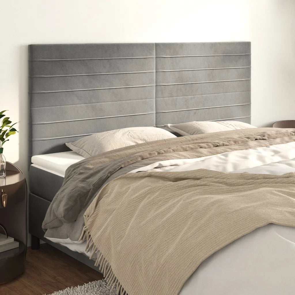 Testiera | Testata Grigio Chiaro 160x5x118/128 cm Velluto