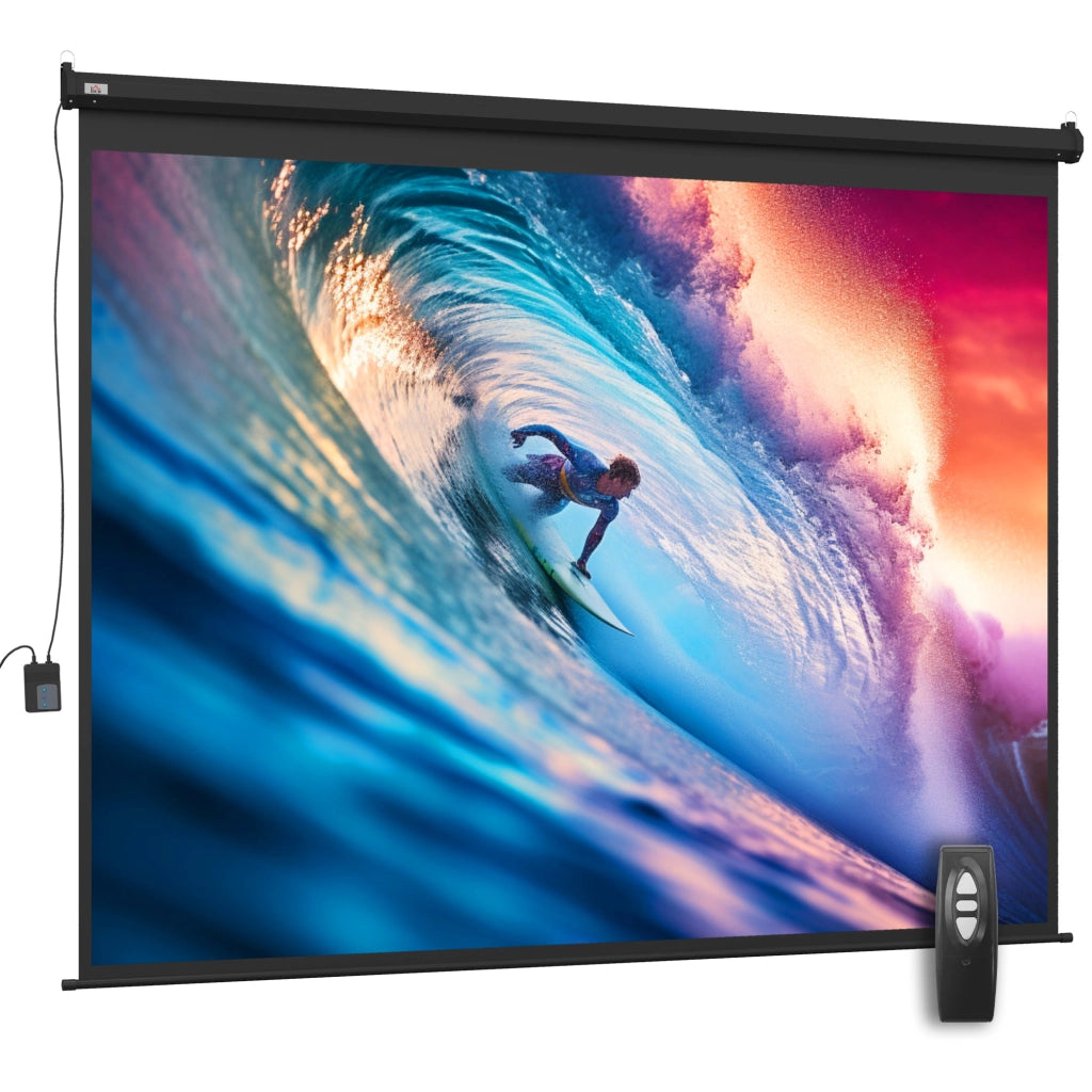 Schermo per Proiettore 120" Formato 4:3 Regolabile con Telecomando, 244x183cm, Nero