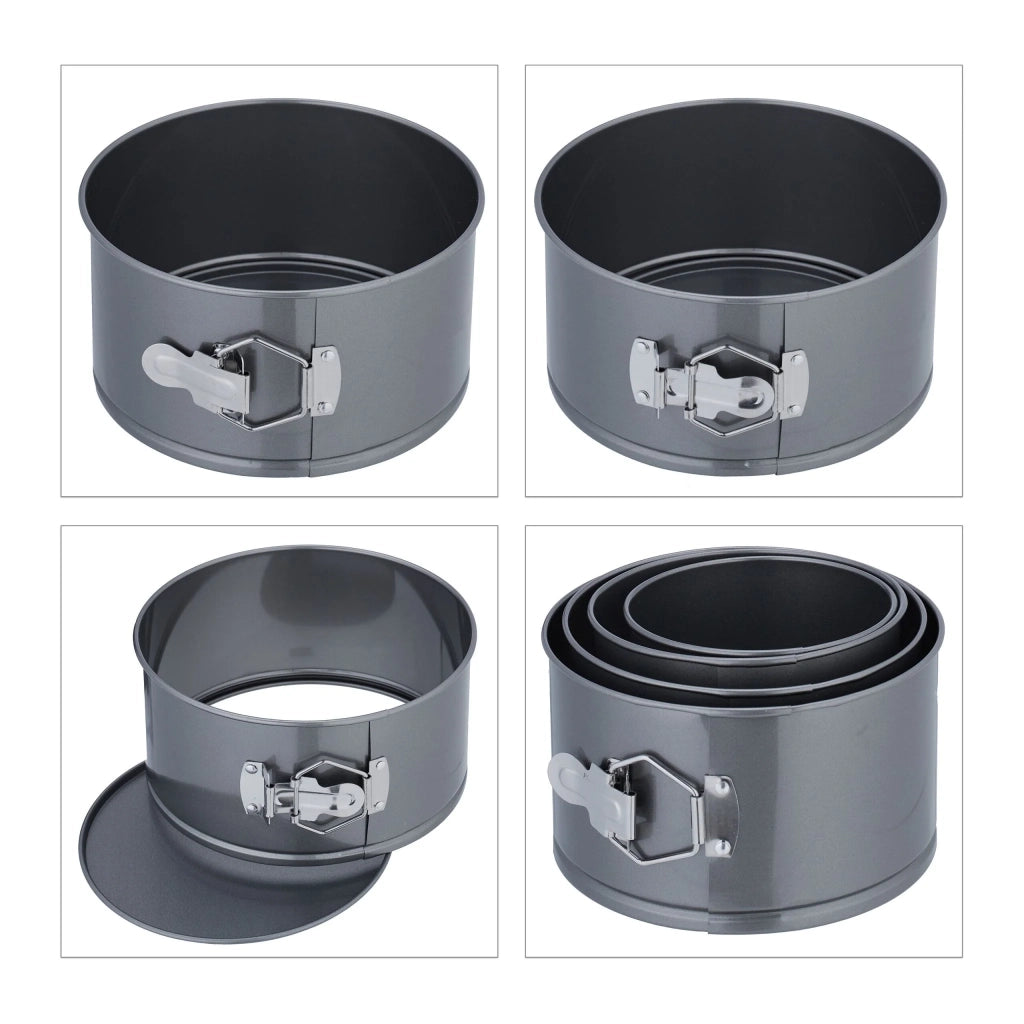Set di 4 teglie rotonde antiaderenti per torte e brownies facile cottura 28 x 28 x 10 cm in acciaio inossidabile argentato 13_0013387