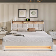 Letto matrimoniale imbottito 160x200 con materasso incluso e LED