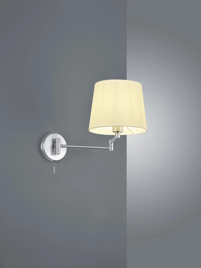 Applique Parete Interno Doppio Snodo Acciaio Paralume Bianco Lyon GD Trio