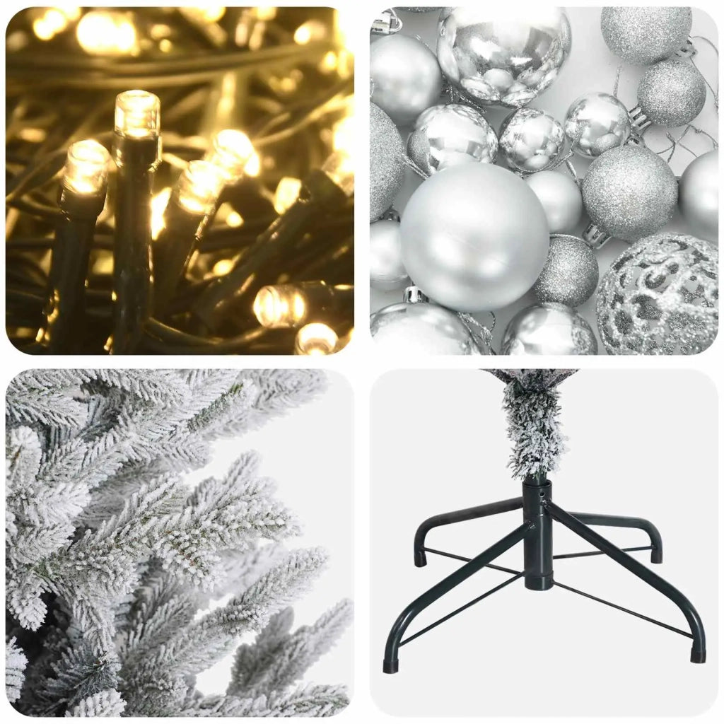Albero di Natale artificiale con palline 120 cm 150 LED 3465941
