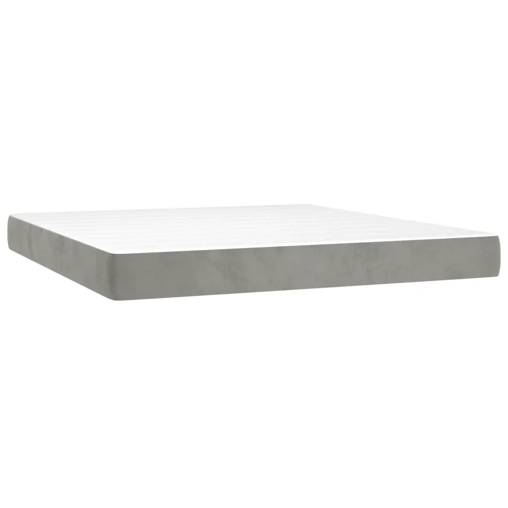 Letto a Molle con Materasso e LED Grigio Chiaro 160x200 cm Velluto